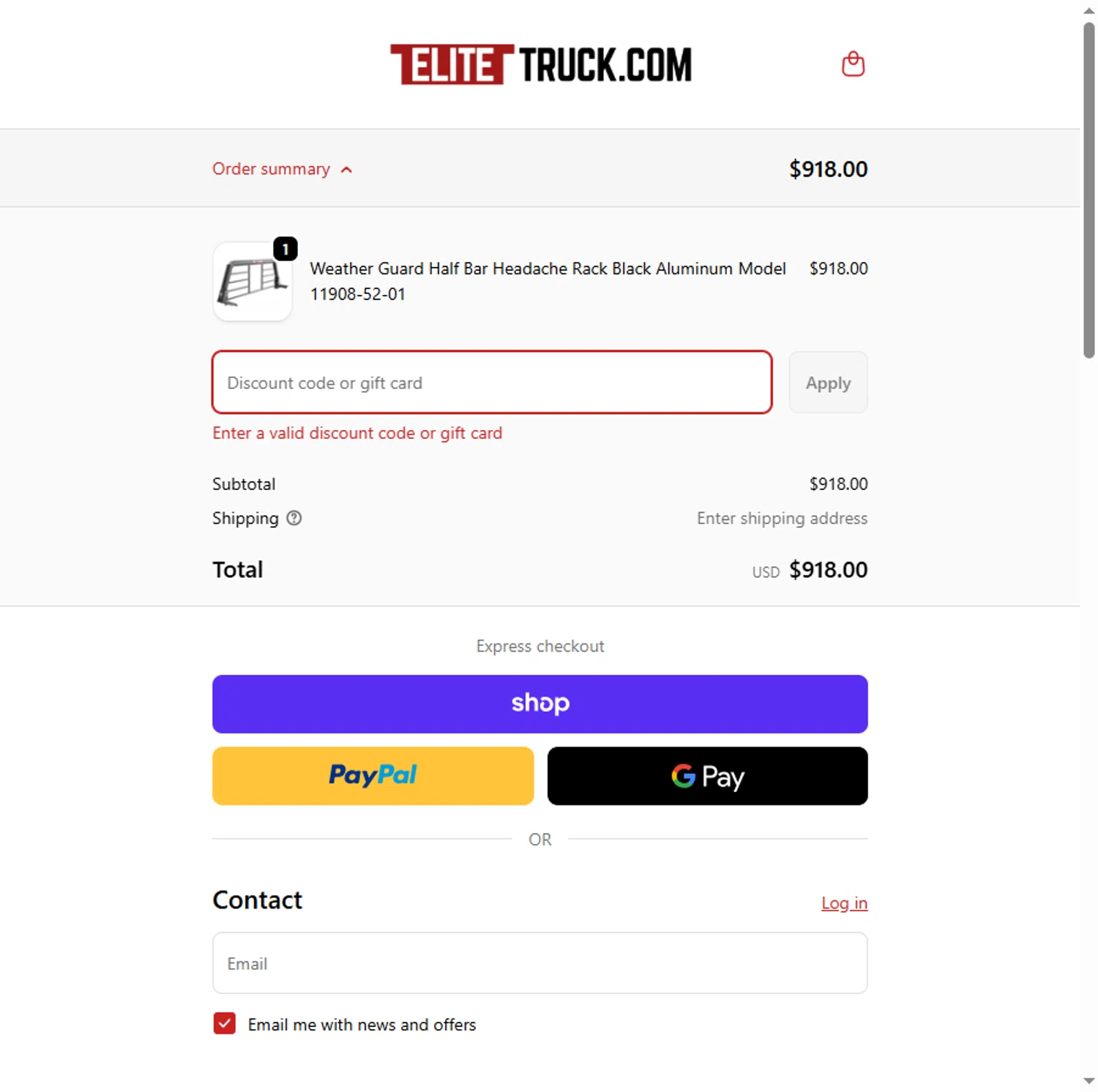 Elite Truck discount code screenshot showing code STUDPACK applied at Elite Truck checkout page. Uploaded by SimplyCodes community member Beaaalmera on Nov 20, 2025
