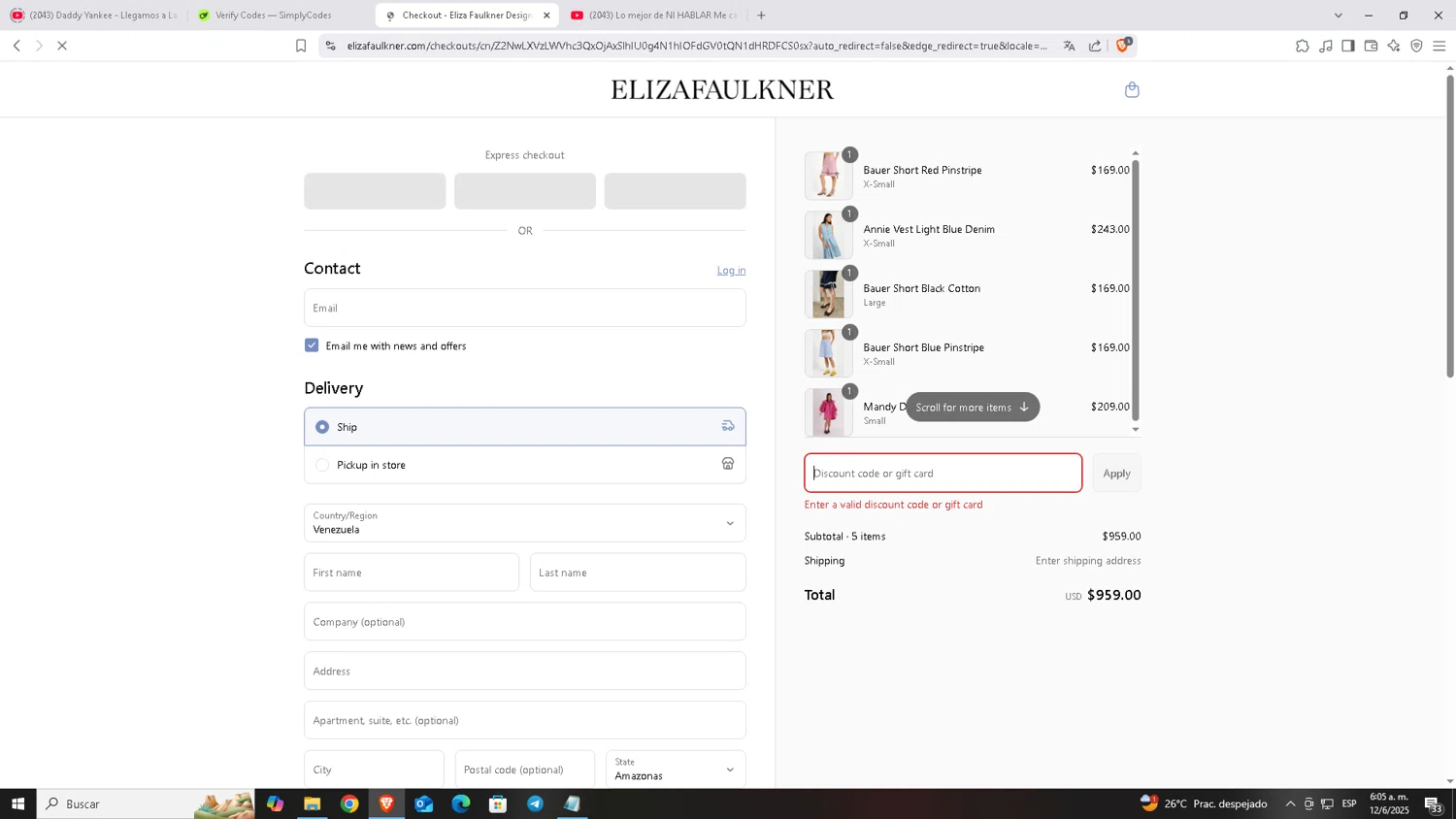 Eliza Faulkner promo code screenshot showing code TREATME applied at Eliza Faulkner checkout page. Uploaded by SimplyCodes community member Carloscoder_900457733 on Jun 12, 2025