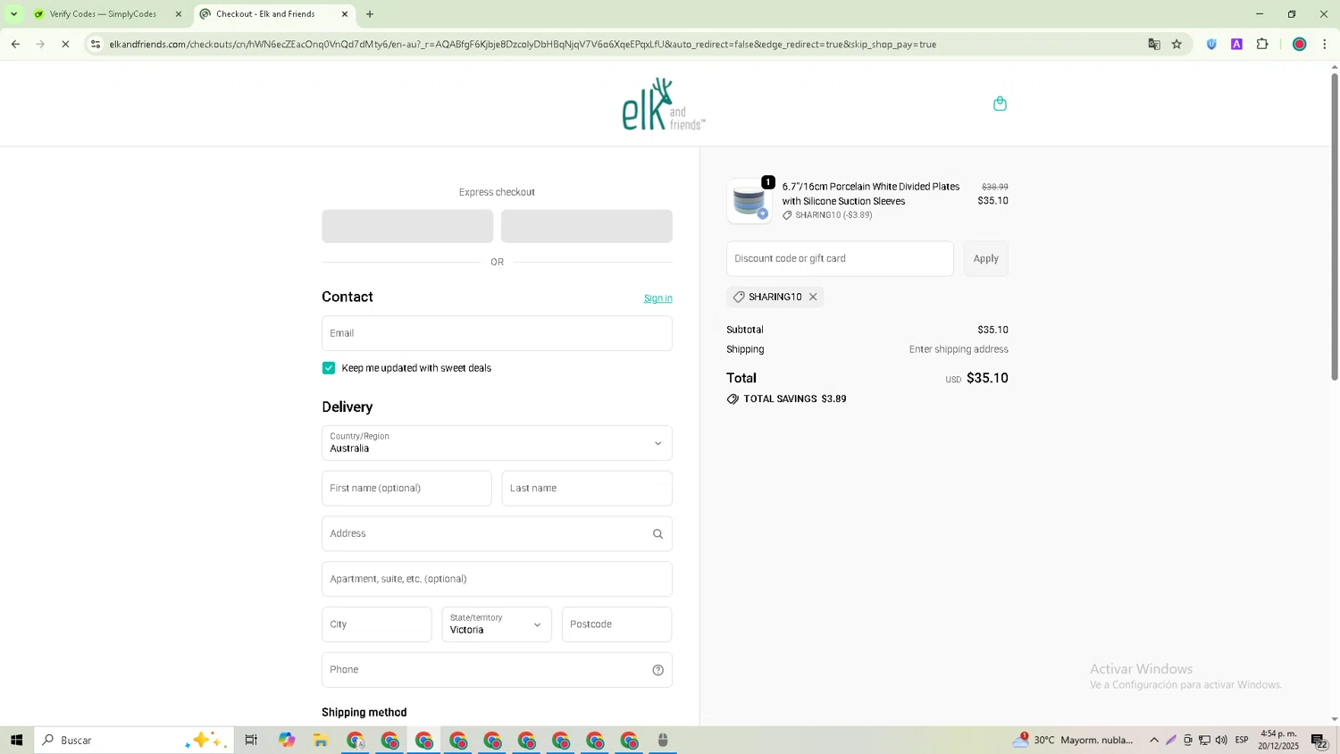 Elk and Friends discount code screenshot showing code sharing10 applied at Elk and Friends checkout page. Uploaded by SimplyCodes community member William_Jones on Dec 20, 2025