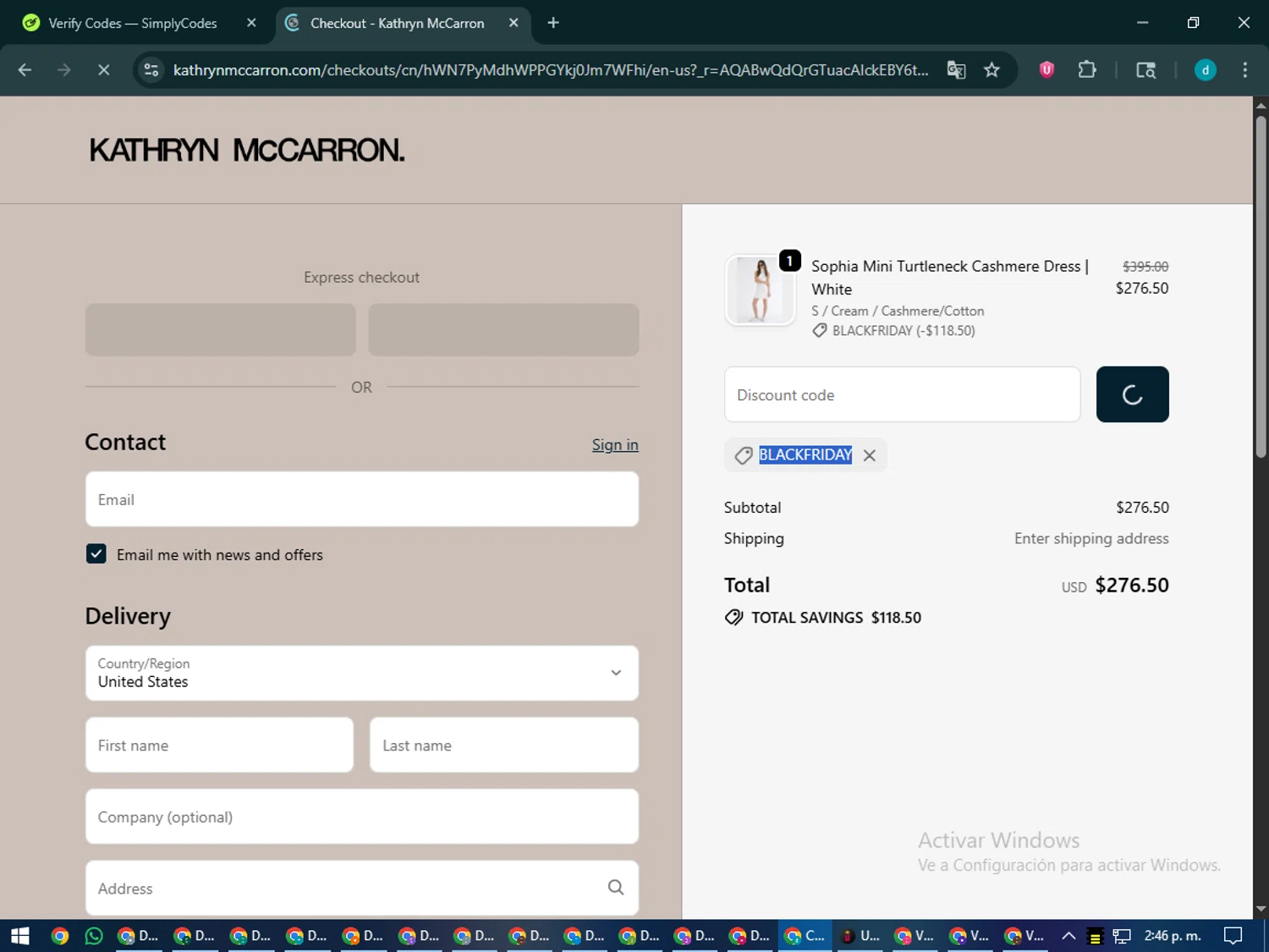 Elklook checkout page showing Elklook coupon code box | Screenshot taken by SimplyCodes community member on Jan 9, 2026