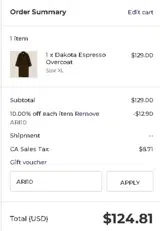 ARI10 coupon verification screenshot
