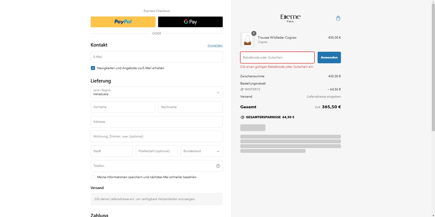 Elleme discount code screenshot showing code LOVE10 applied at Elleme checkout page. Uploaded by SimplyCodes community member brrrrr on Jan 5, 2025