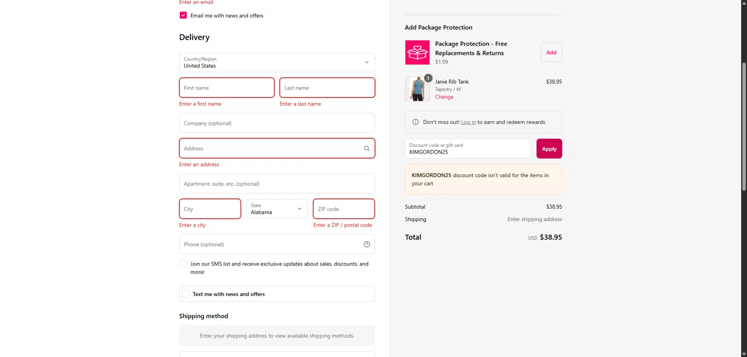 Ellie promo code screenshot showing code KIMGORDON25 applied at Ellie checkout page. Uploaded by SimplyCodes community member VictoriousBoss8742 on Jul 18, 2025