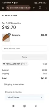 NEWELLIE15 coupon verification screenshot