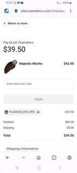 FLASH25 coupon verification screenshot