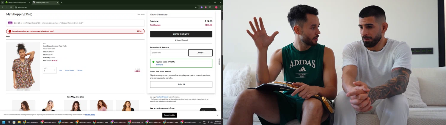 Ellos promo code screenshot showing code WWSMS applied at Ellos checkout page. Uploaded by SimplyCodes community member CouponSage7331 on Jun 27, 2025