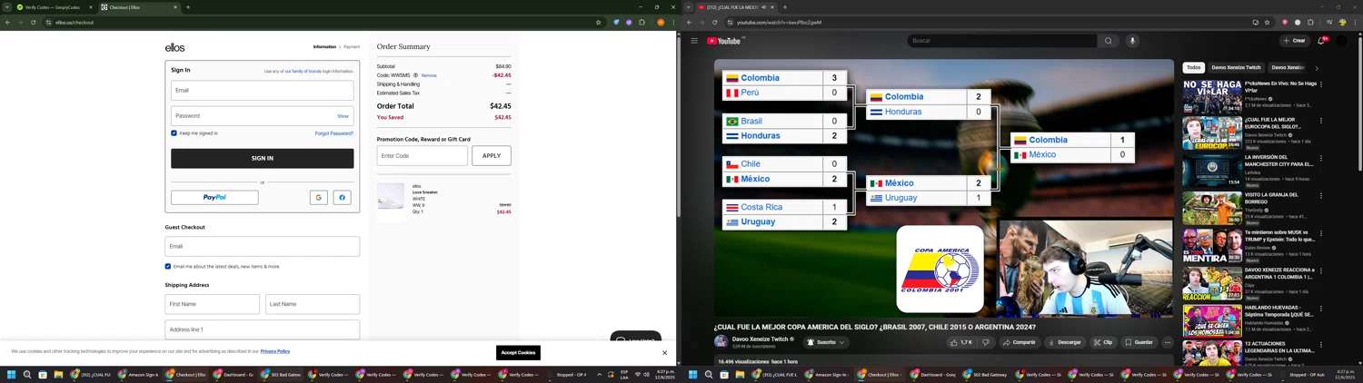 Ellos promo code screenshot showing code WWSMS applied at Ellos checkout page. Uploaded by SimplyCodes community member Davoxeneixe on Jun 12, 2025