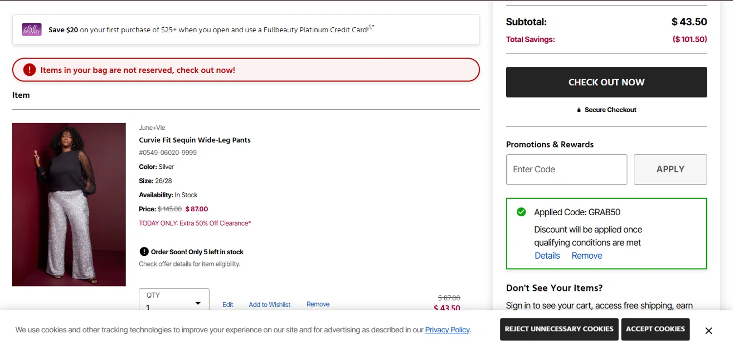 Ellos promo code screenshot showing code GRAB50 applied at Ellos checkout page. Uploaded by SimplyCodes community member juanisaac on Aug 8, 2025