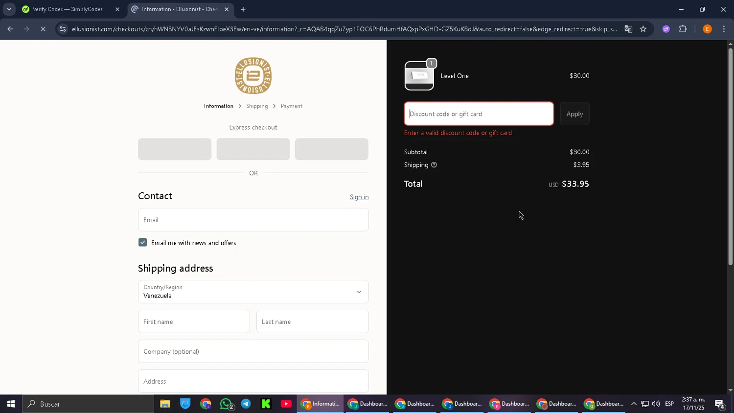 Ellusionist promo code screenshot showing code BABBITS10 applied at Ellusionist checkout page. Uploaded by SimplyCodes community member jorgeyahoo on Nov 17, 2025