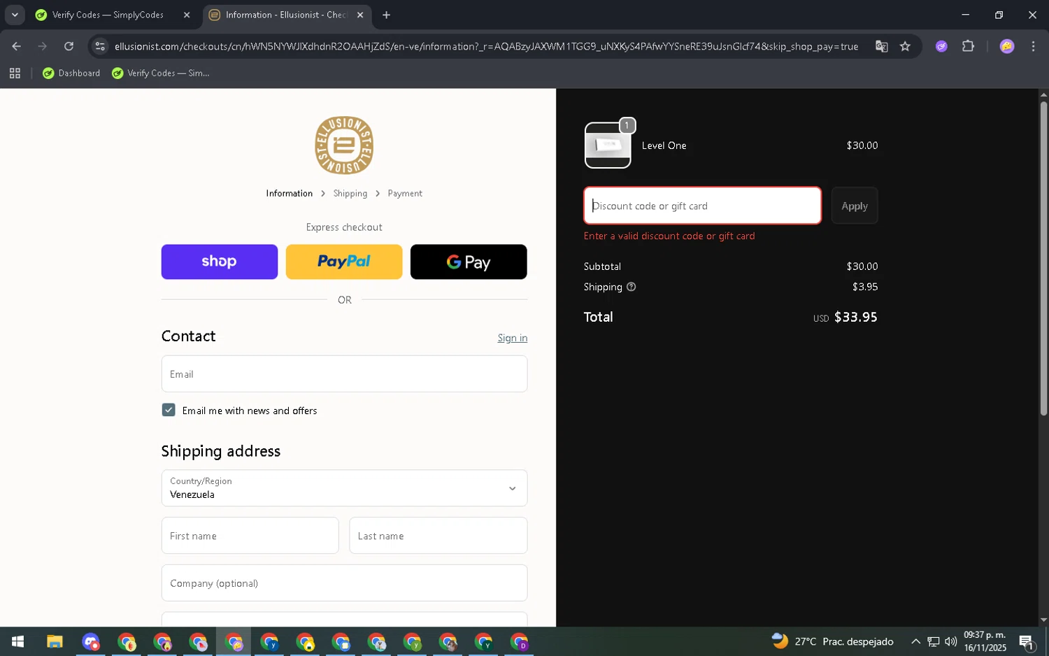 Ellusionist promo code screenshot showing code GEEKFAMILY applied at Ellusionist checkout page. Uploaded by SimplyCodes community member SavingsRanger2502 on Nov 17, 2025