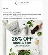 Elm Dirt coupon verification screenshot