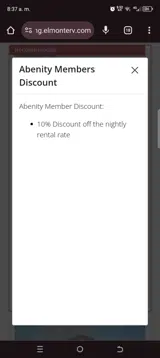Abenity coupon verification screenshot