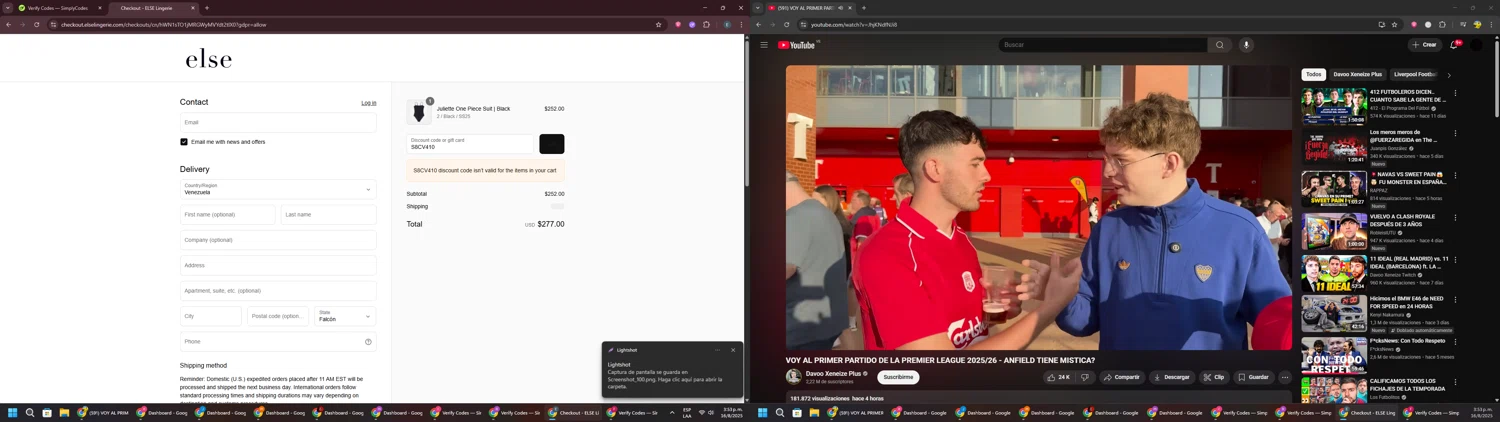 Else Lingerie promo code screenshot showing code S8CV410 applied at Else Lingerie checkout page. Uploaded by SimplyCodes community member GloriousPioneer2942 on Aug 16, 2025