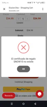 SNOW10 coupon verification screenshot