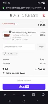 Laura10 coupon verification screenshot