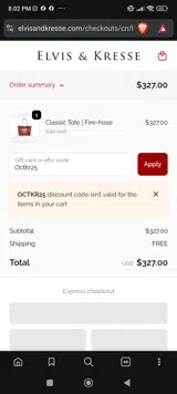 Octkr25 coupon verification screenshot