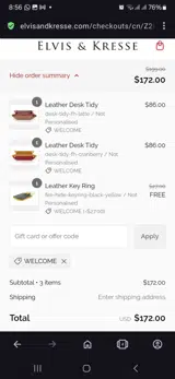 Welcome coupon verification screenshot