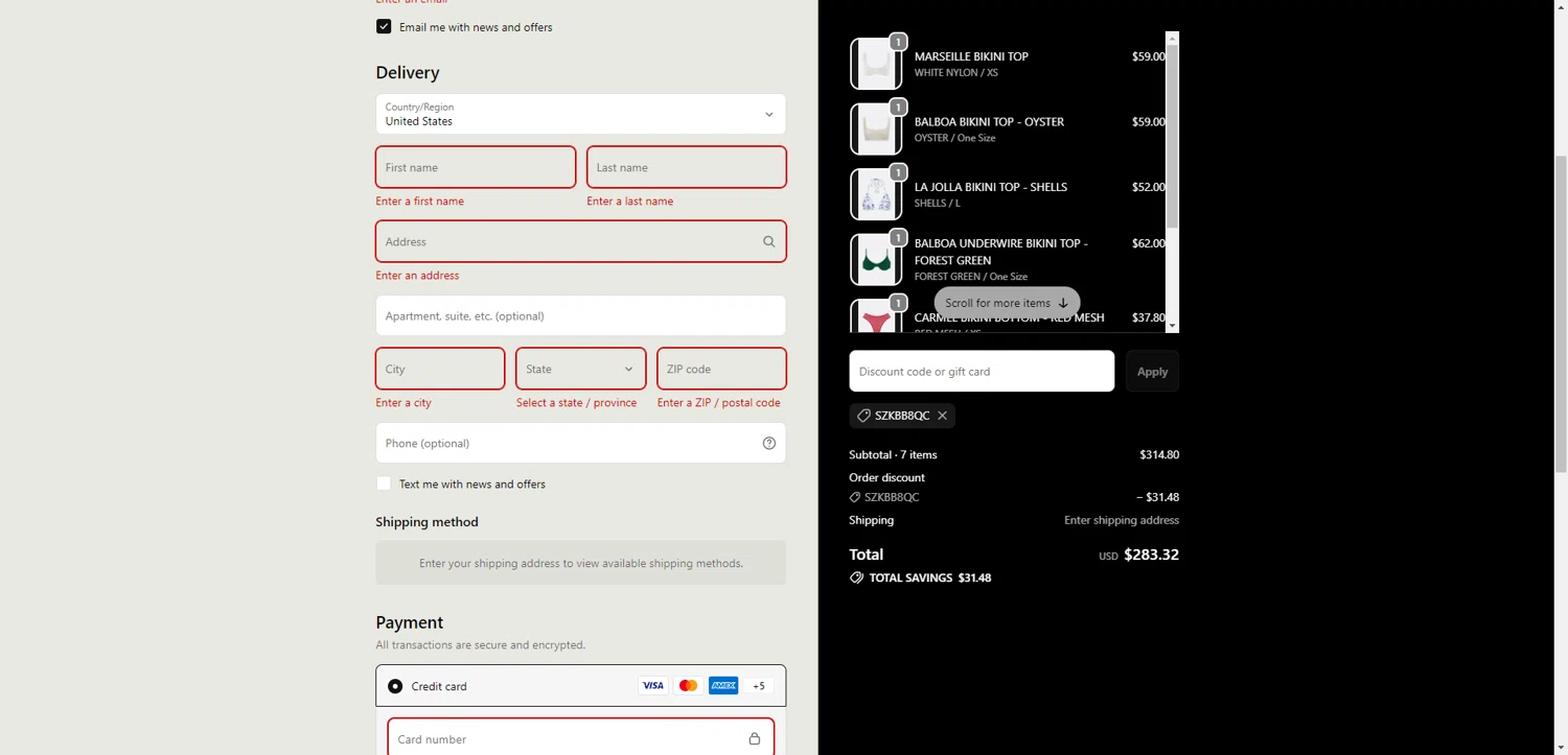ELYSIIAN checkout page showing ELYSIIAN discount code box | Screenshot taken by SimplyCodes community member on Feb 10, 2026