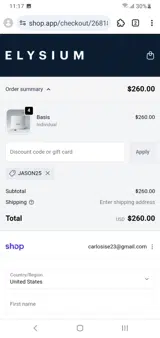 JASON25 coupon verification screenshot