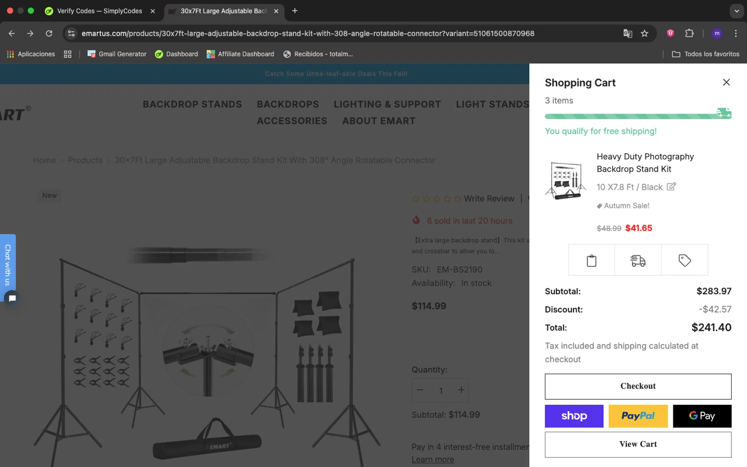 EMART promo code screenshot showing code EMART31 applied at EMART checkout page. Uploaded by SimplyCodes community member 1234ely on Sep 19, 2025