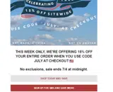 JULY coupon verification screenshot