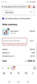 EARLYBF coupon verification screenshot