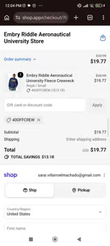 Embry-Riddle Eagles coupon verification screenshot