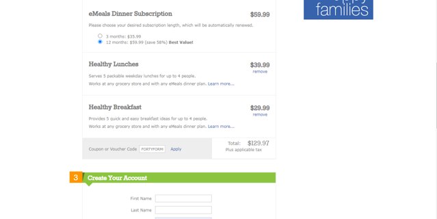 EMeals checkout page showing EMeals coupon code box | Screenshot taken by SimplyCodes community member on Sep 26, 2023