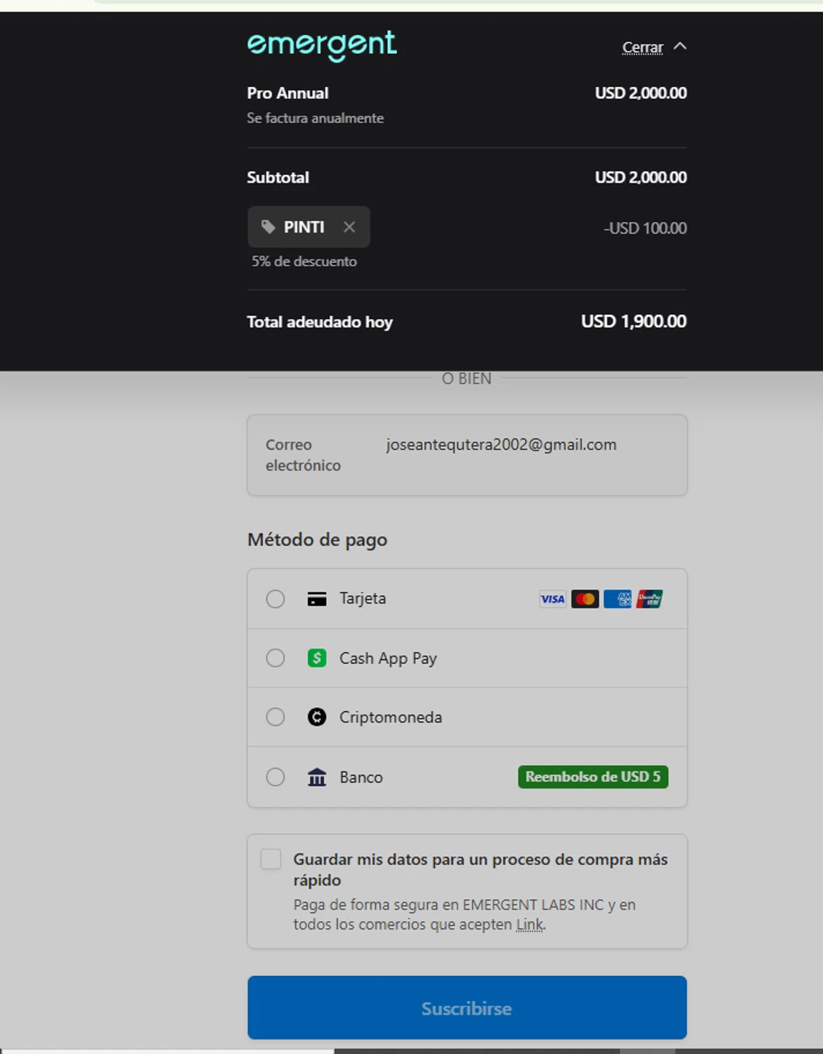 Emergent checkout page showing Emergent promo code box | Screenshot taken by SimplyCodes community member on Feb 5, 2026