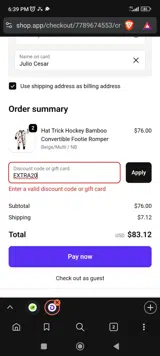 EXTRA20 coupon verification screenshot