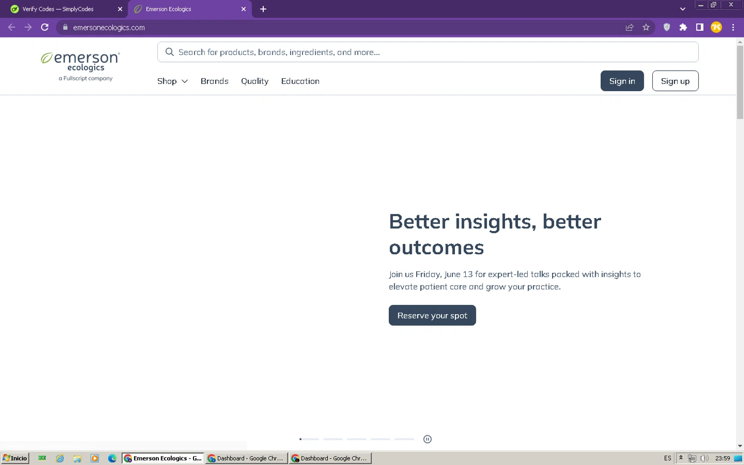 Emerson Ecologics promo code screenshot showing code SHIPFREE applied at Emerson Ecologics checkout page. Uploaded by SimplyCodes community member kervinnavarro on Jun 13, 2025