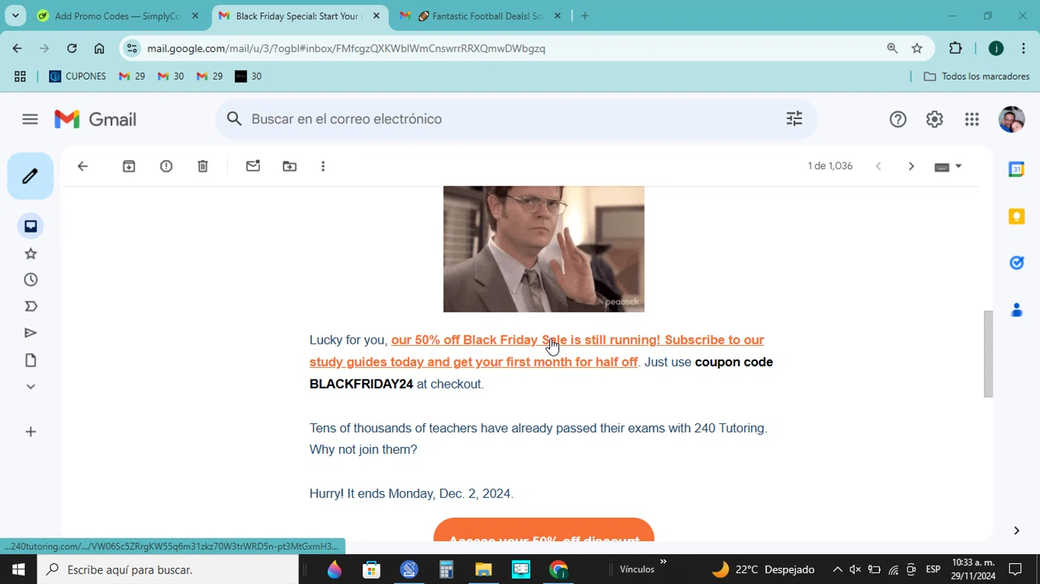Emerson Fry promo code screenshot showing code THANKS24 applied at Emerson Fry checkout page. Uploaded by SimplyCodes community member jorgejavierherrera on Nov 29, 2024