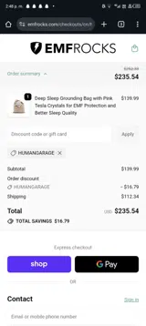 HUMANGARAGE coupon verification screenshot