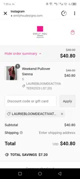 LAURIEBLOOMDEACTIVATED92523 coupon verification screenshot