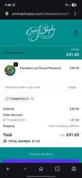 Thankyou15 coupon verification screenshot