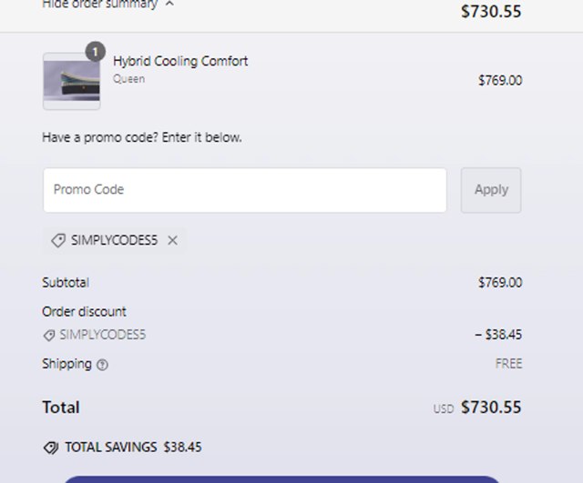 Emma Mattress US checkout page showing Emma Mattress US promo code box | Screenshot taken by SimplyCodes community member on Oct 4, 2024