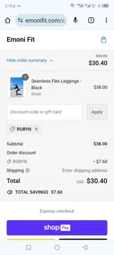 Robyn coupon verification screenshot