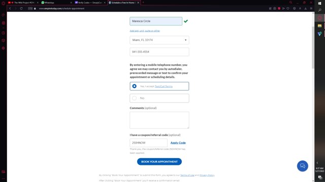 Empire Today checkout page showing Empire Today promo code box | Screenshot taken by SimplyCodes community member on May 27, 2023