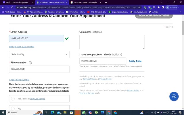 Empire Today checkout page showing Empire Today promo code box | Screenshot taken by SimplyCodes community member on May 17, 2023