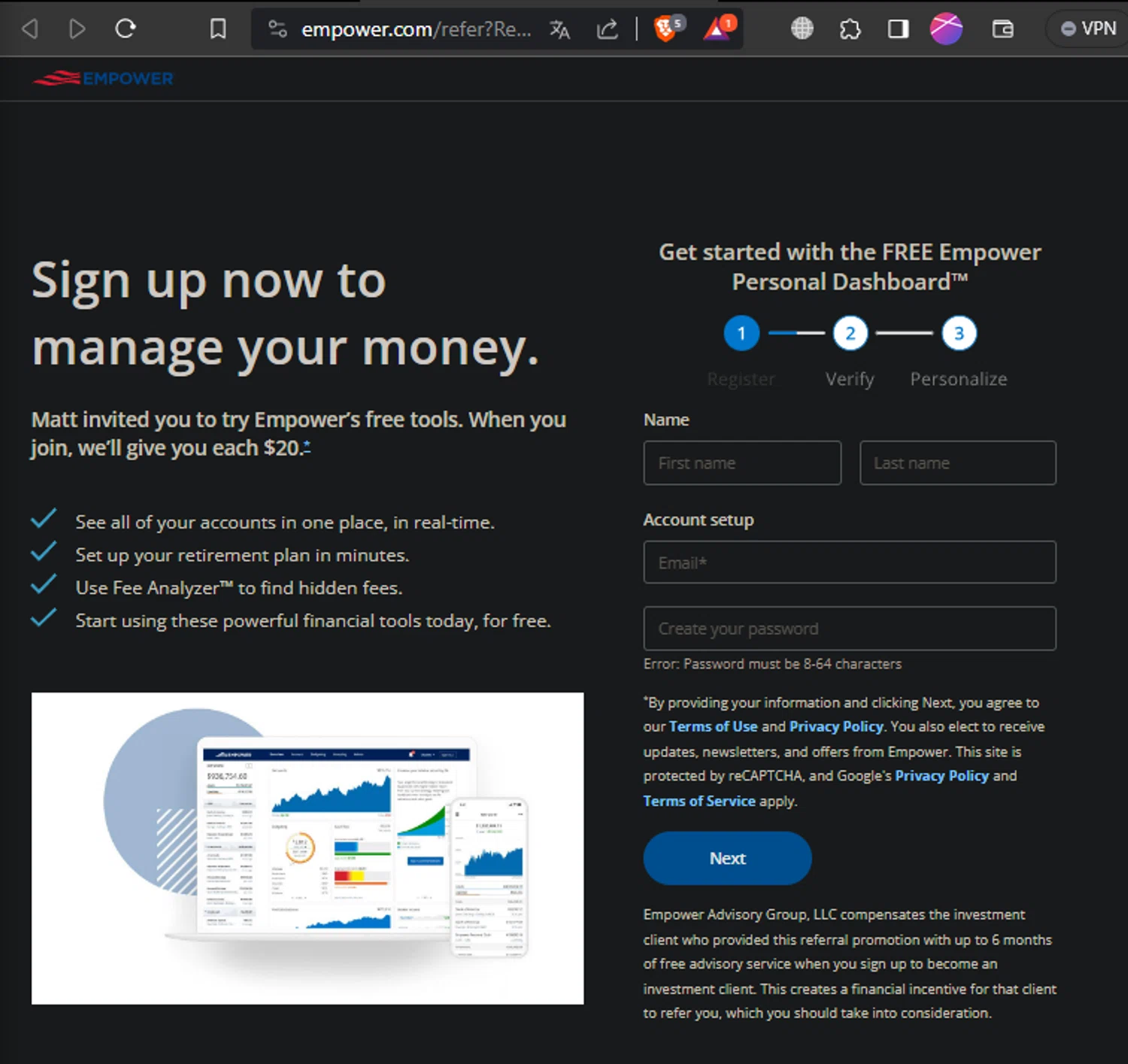 Empower checkout page showing Empower promo code box | Screenshot taken by SimplyCodes community member on Dec 27, 2023