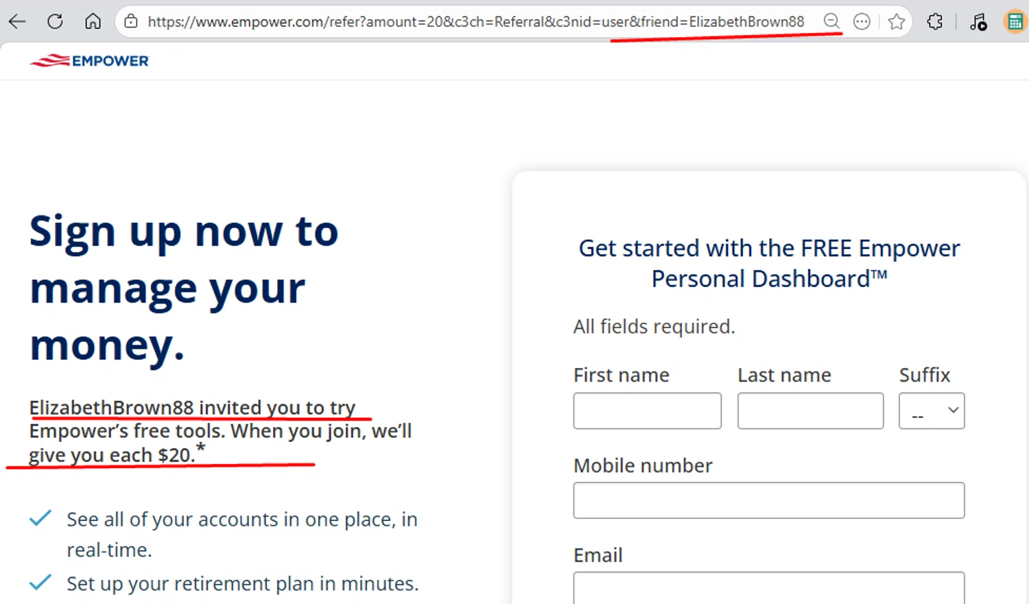Empower promo code screenshot showing code ElizabethBrown88 applied at Empower checkout page. Uploaded by SimplyCodes community member paola49520 on Dec 20, 2025