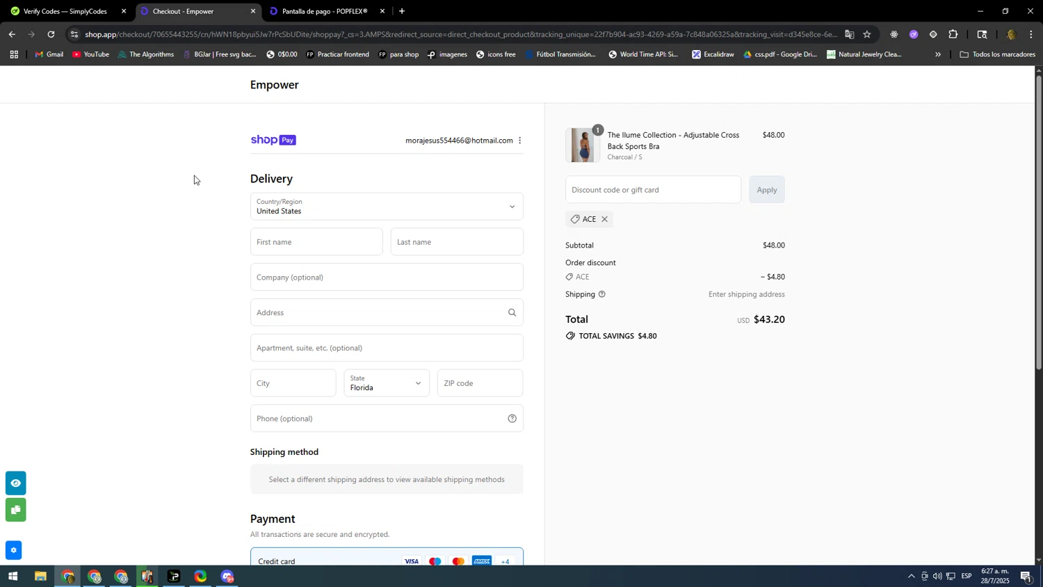 Elena Apparel checkout page showing Elena Apparel promo code box | Screenshot taken by SimplyCodes community member on Jul 28, 2025