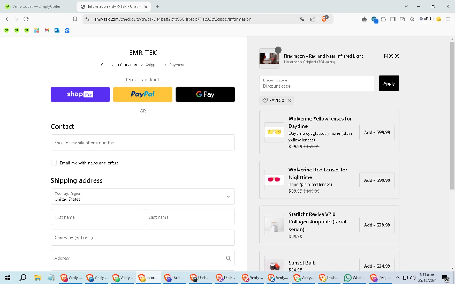 where to use Emr-Tek promo code box