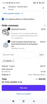 Enamio Gum coupon verification screenshot