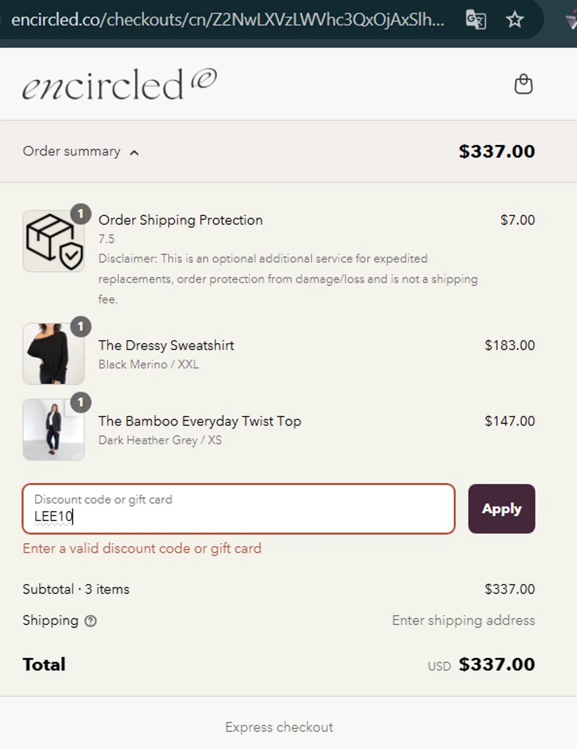 Encircled promo code screenshot showing code LEE10 applied at Encircled checkout page. Uploaded by SimplyCodes community member Lacalix on Jun 15, 2025
