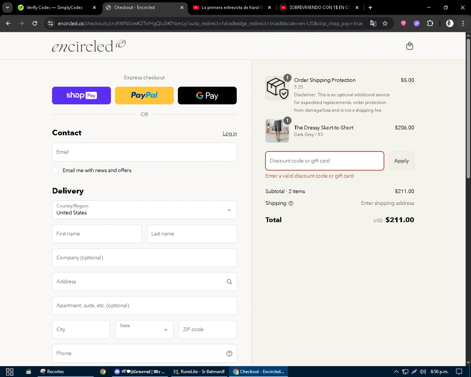 Encircled promo code screenshot showing code SKORT applied at Encircled checkout page. Uploaded by SimplyCodes community member CleverSentinel9441 on Jul 14, 2025