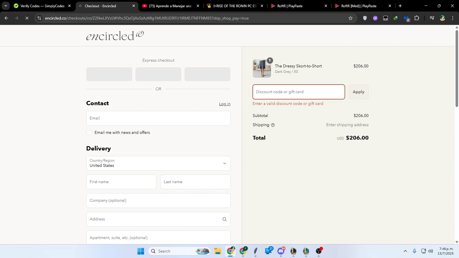 Encircled promo code screenshot showing code SKORT applied at Encircled checkout page. Uploaded by SimplyCodes community member franalepe on Jul 13, 2025