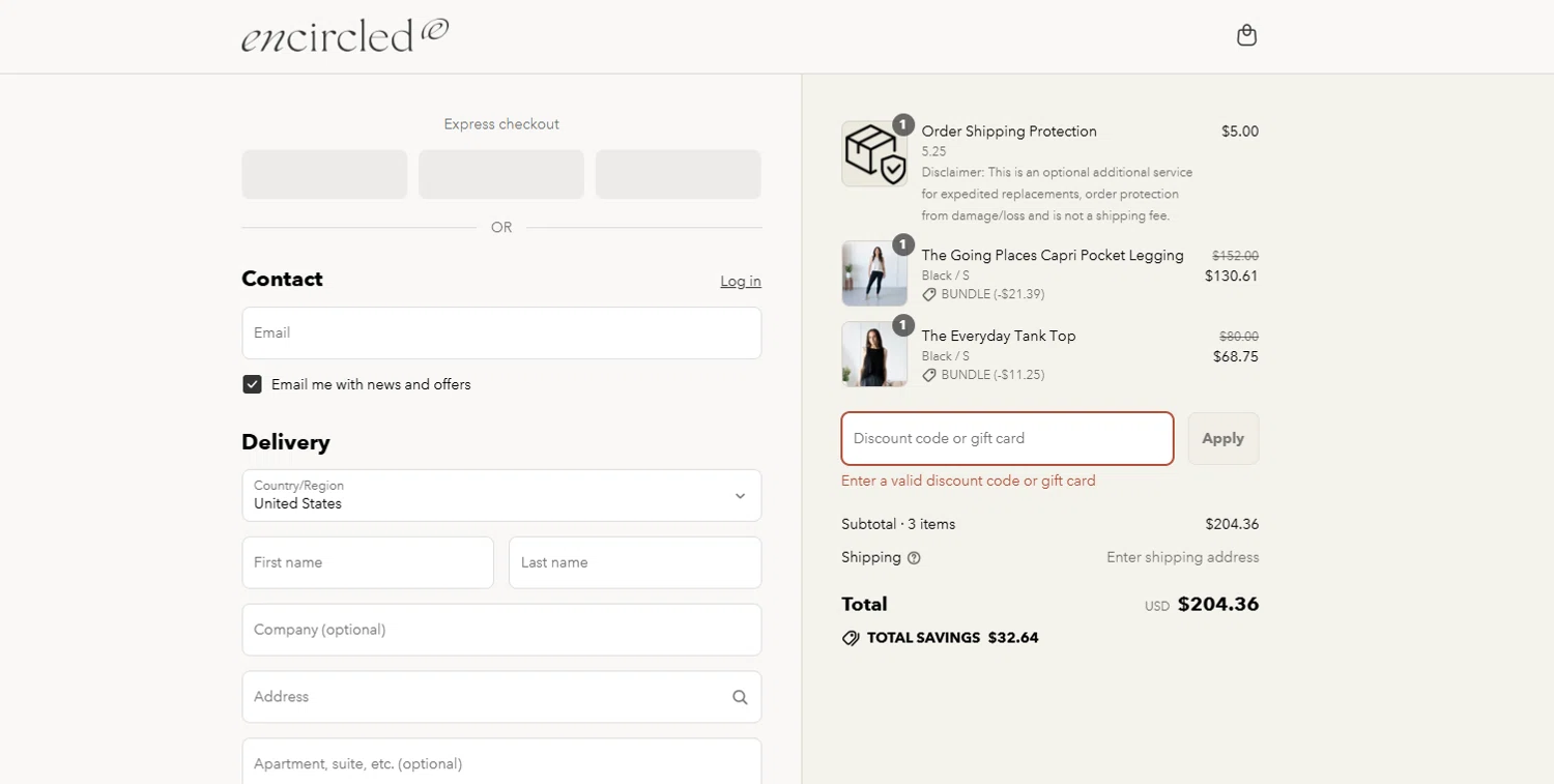 Encircled promo code screenshot showing code BUNDLE applied at Encircled checkout page. Uploaded by SimplyCodes community member CleverHero2900 on Jul 27, 2025