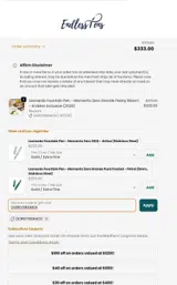 EndlessPens coupon verification screenshot