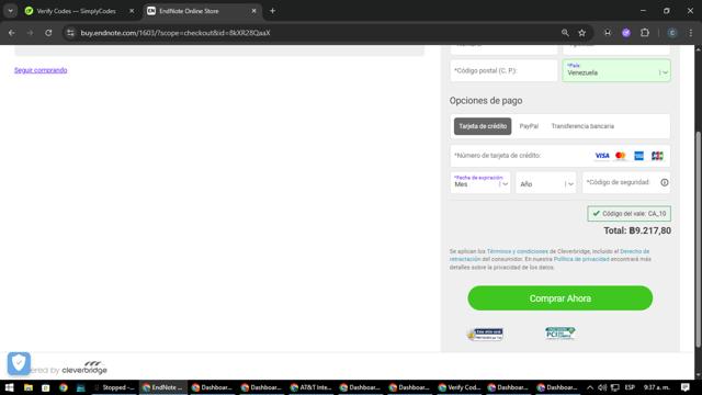 EndNote checkout page showing EndNote promo code box | Screenshot taken by SimplyCodes community member on Aug 26, 2025
